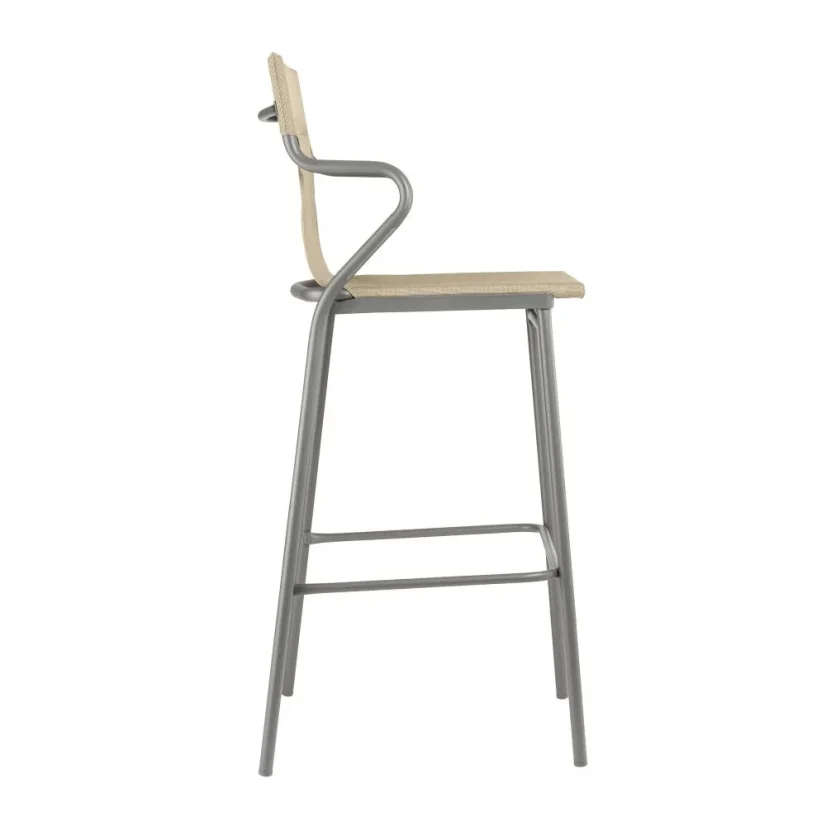 Profi venkovní vysoká židle s područkami HORIZON šedý rám BatylineDUO hnědá Noisette.