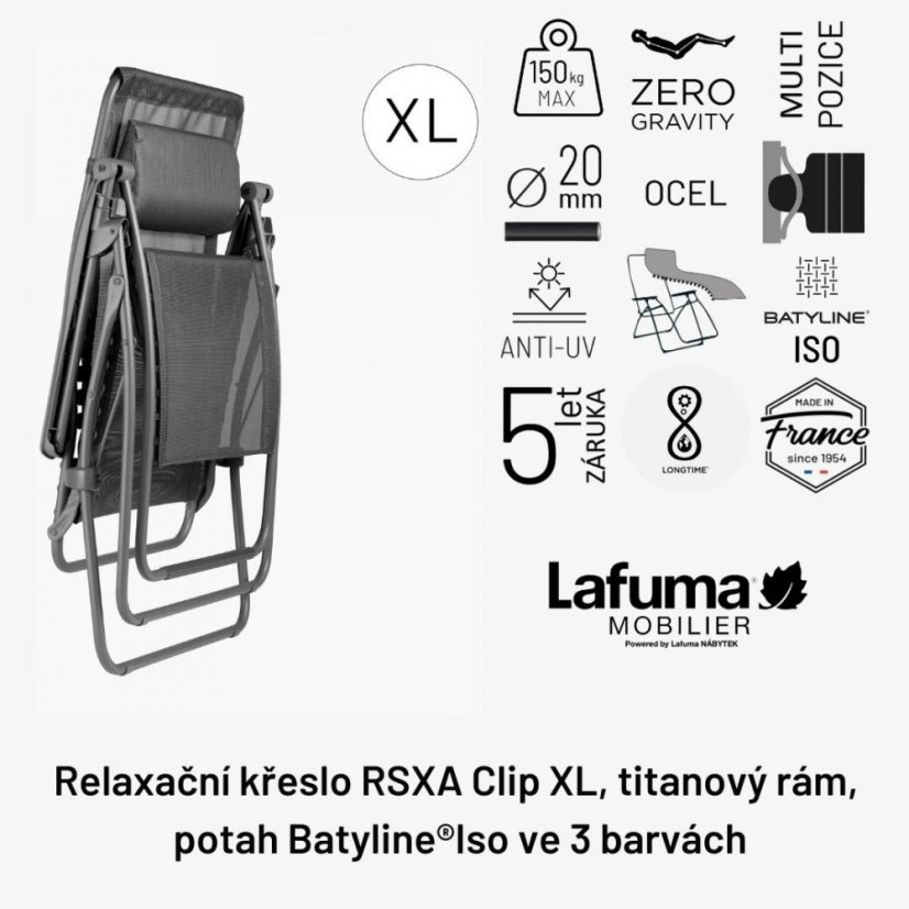 Relaxační křeslo Lafuma Mobilier RSXA Clip XL BatylineISO hnědá Graphite