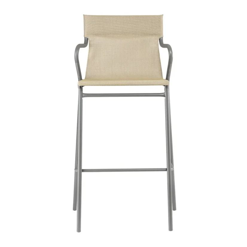 Profi venkovní vysoká židle s područkami HORIZON šedý rám BatylineDUO hnědá Noisette.