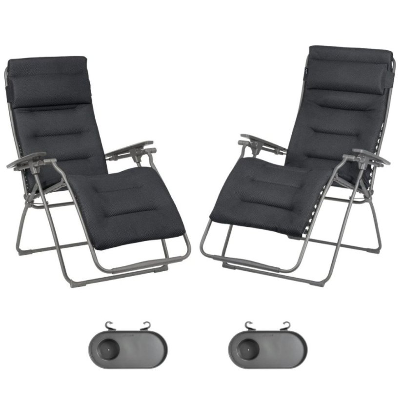 Zvýhodněná sada: 2x Relaxační křeslo FUTURA BeComfort šedá Dark Grey (vel. standard a XL) + 2× držák nápojů ZDARMA