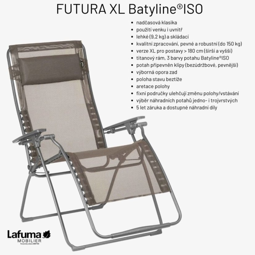 Relaxační křeslo Lafuma FUTURA XL BatylineISO béžová Seigle II