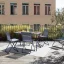 Sada BALCONY II – skládací stůl 120×70 cm + 4 ultra kompaktní židle | ColorBlock modrá Indigo