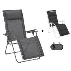 Sada relaxační křeslo Lafuma EVOLUTION Batyline®DUO šedá Obsidian a potah BeComfort® šedá Dark Grey