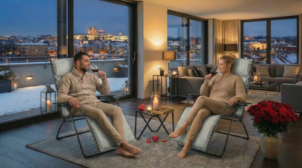 Valentýn v křeslech Lafuma BAYANNE penthaus Praha