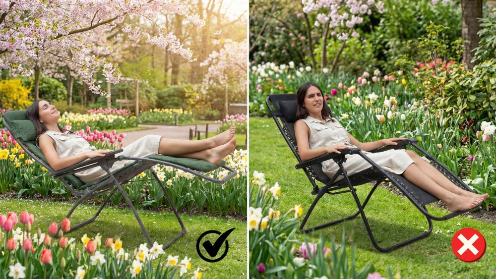 Relaxační křeslo Lafuma Zero Gravity vs. bežné zahradní křeslo