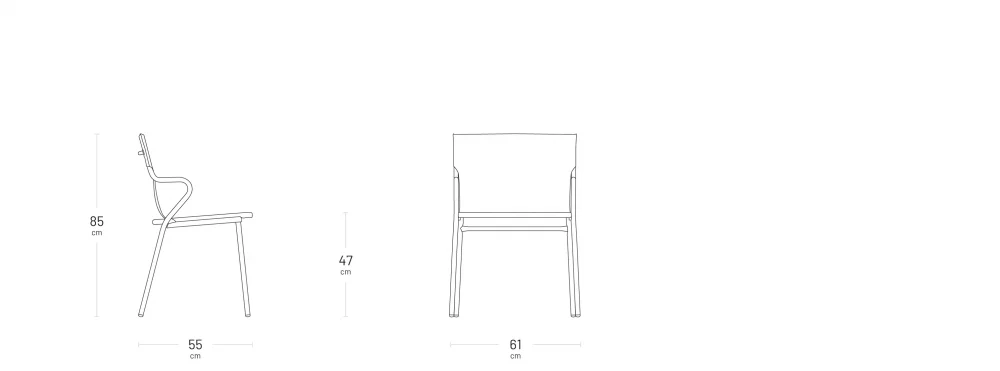 Rozměry židle HORIZON standard s područkami