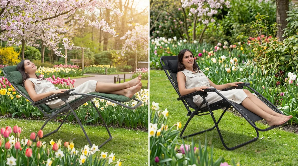 Relaxační křeslo Lafuma Zero Gravity vs. běžné křeslo