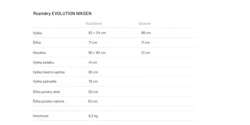 Relaxační křeslo Lafuma Evolution NIKSEN rozměry
